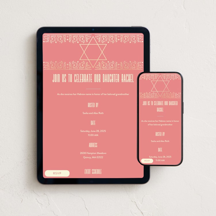 "Jewish Star of David" - Online Religious Milestone Invitations in Blossom by Ana de Sousa - Mobile + desktop layout