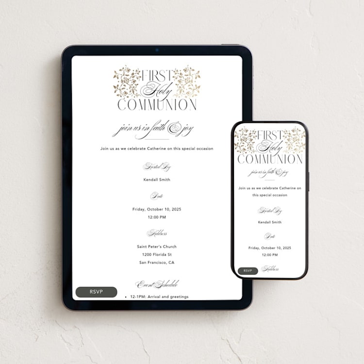 "Holy celebration" - Online Religious Milestone Invitations in Silk by Ana de Sousa - Mobile + desktop layout