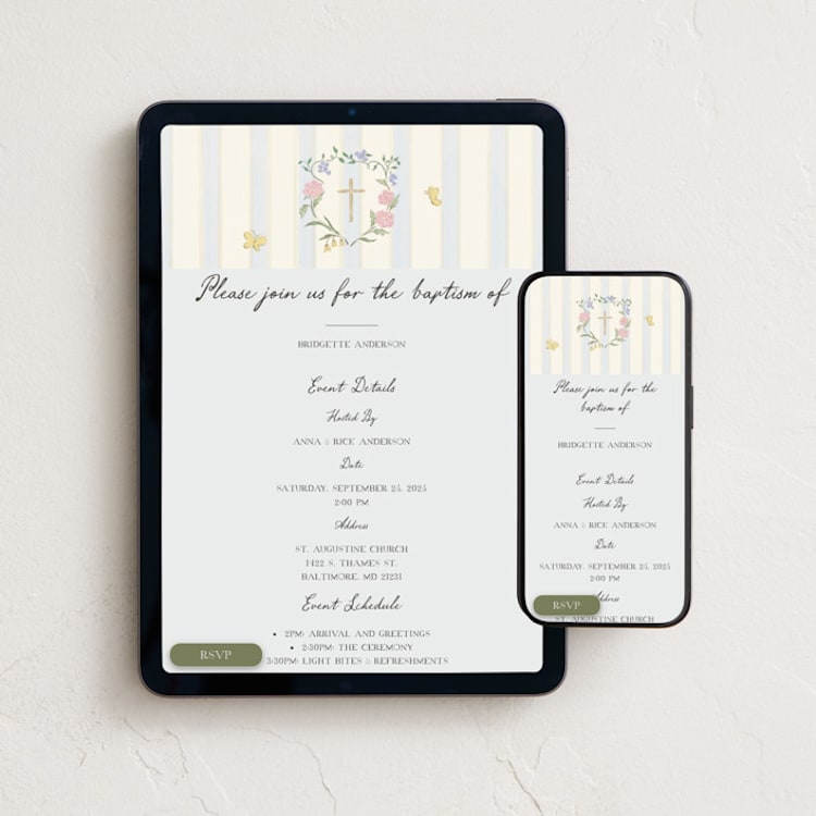 "teacup" - Online Religious Milestone Invitations in Sky by Grae - Mobile + desktop layout