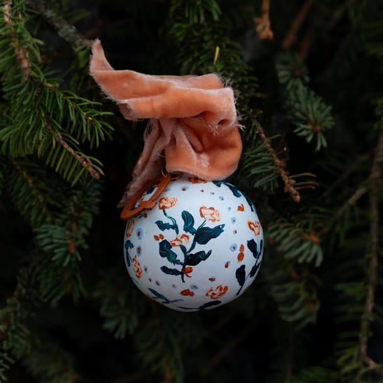 "Desert Rose Floral Customized Ornament" - Ornaments in multicolor by Lottie Aldarwish