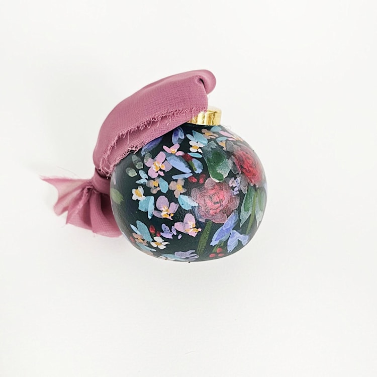 "Navy Floral Ornament" - Ornaments in blue by Kate Nelson