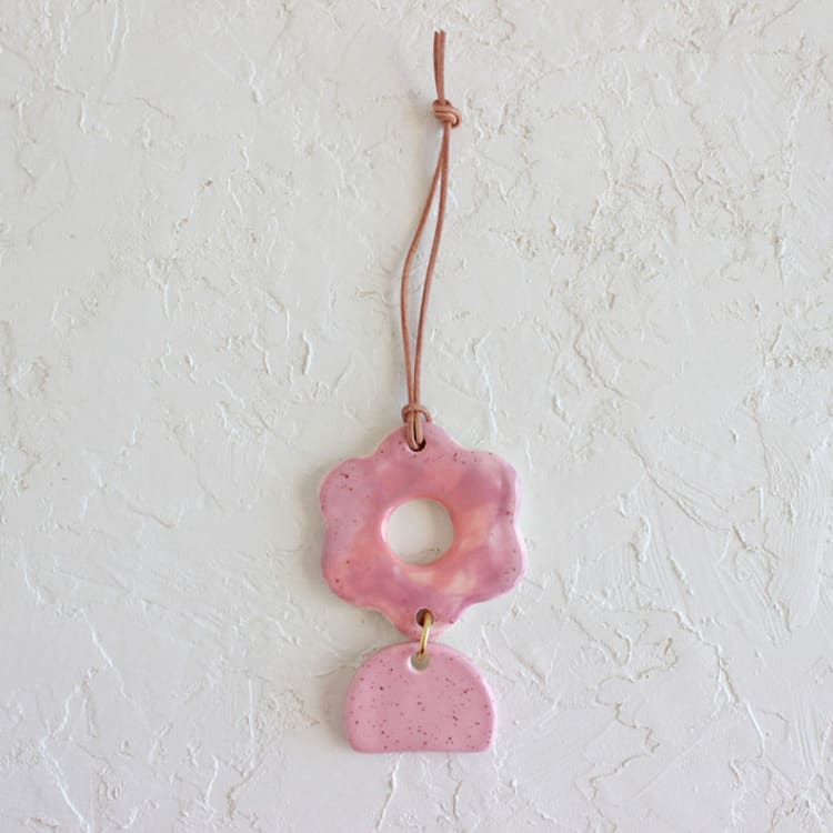 "Abstract Flower Mini Wall Hanging/Ornament" - Ornaments in pink by Quiet Clementine