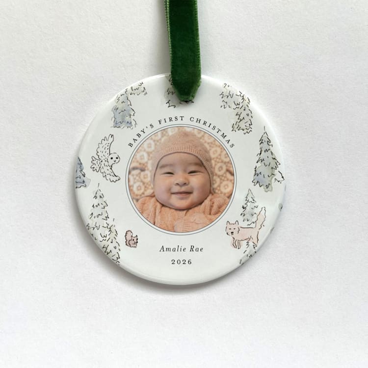 "Personalized Baby Ornament - Woodland" - Ornaments in white by Holly Whitcomb