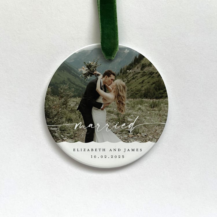 Personalized Married Photo Ornament by Holly Whitcomb