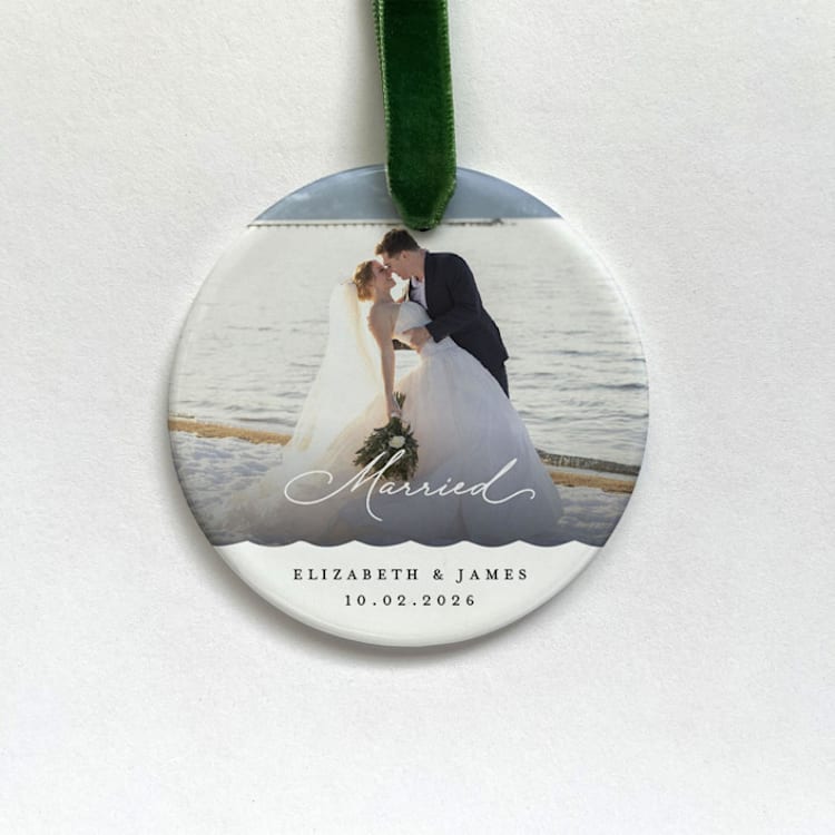 "Personalized Married Photo Ornament" - Ornaments in white by Holly Whitcomb
