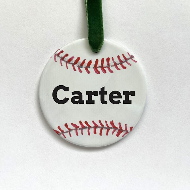 Personalized Baseball Ceramic Ornament by Holly Whitcomb