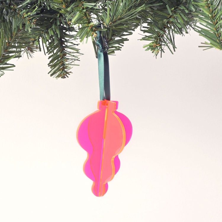 "Acrylic Icicle Christmas Ornament, Fluorescent Pink" - Ornaments in pink by Em and Me Studio