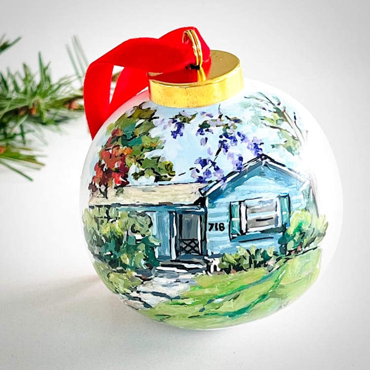 "Hand-painted Custom ornament" - Ornaments in white by Arohika Verma