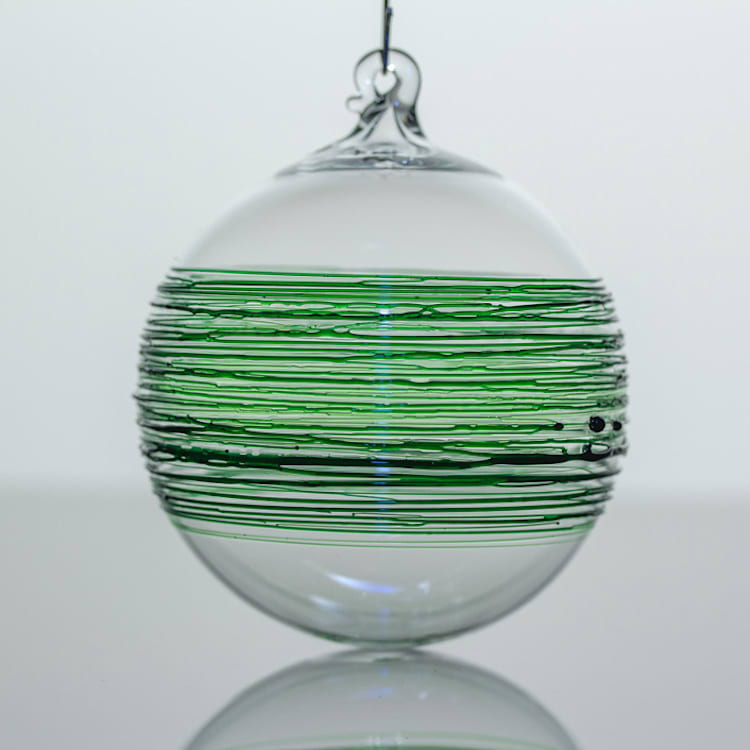 "Green Wrapped Ornament" - Ornaments in green by Albrecht Art Glass