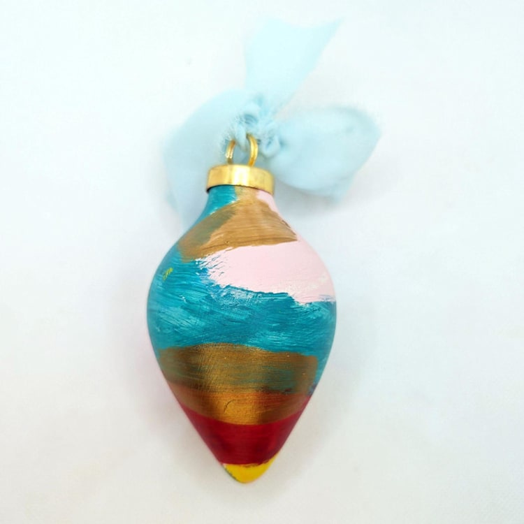 "Multicolor Abstract Hand Painted Christmas Ornament" - Ornaments in multicolor by The Savage Label
