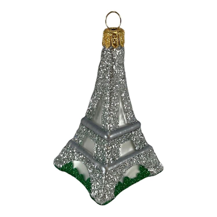 "Eiffel Tower Paris France Mini Polish Glass Christmas Ornament Decoration 3.5 inch" - Ornaments in silver by Pinnacle Peak Trading Company