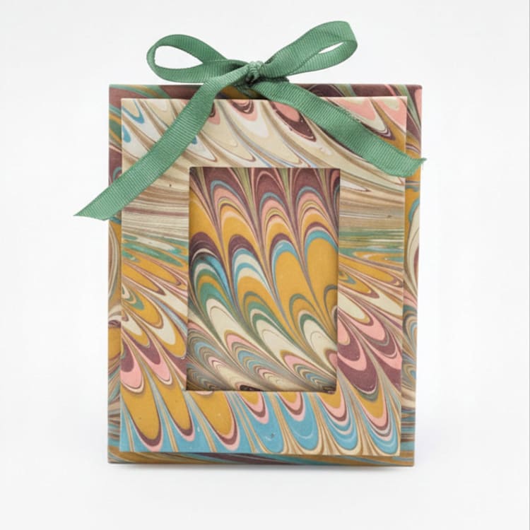 "Mini Hand-Marbled Picture Frame Ornament | Flatiron Feathers" - Ornaments in multicolor by Inner Child