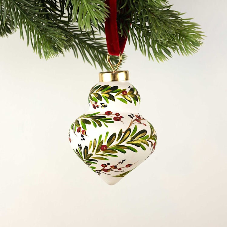 "Holiday Berry Garland - Lamp Shaped Ornament" - Ornaments in multicolor by Sara Swanson