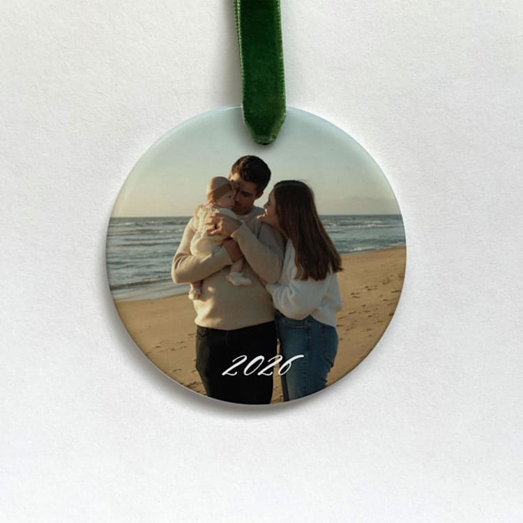 "Personalized Photo + Year Ornament" - Ornaments in white by Holly Whitcomb