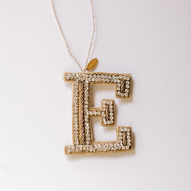 "Personalized Handmade Letter Ornament - Small E" - Ornaments in silver by Courtney Bedi