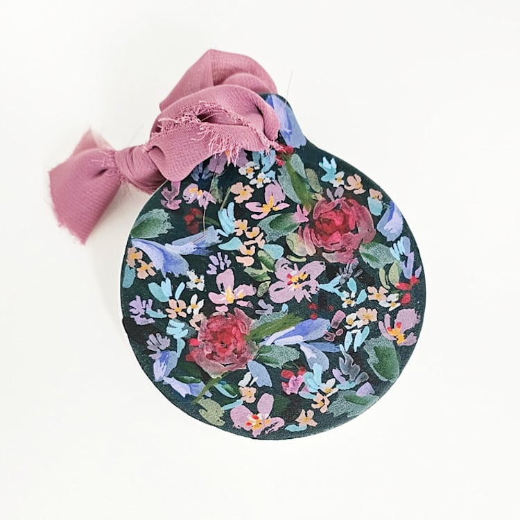 "Navy Floral Botanical Ornament" - Ornaments in blue by Kate Nelson