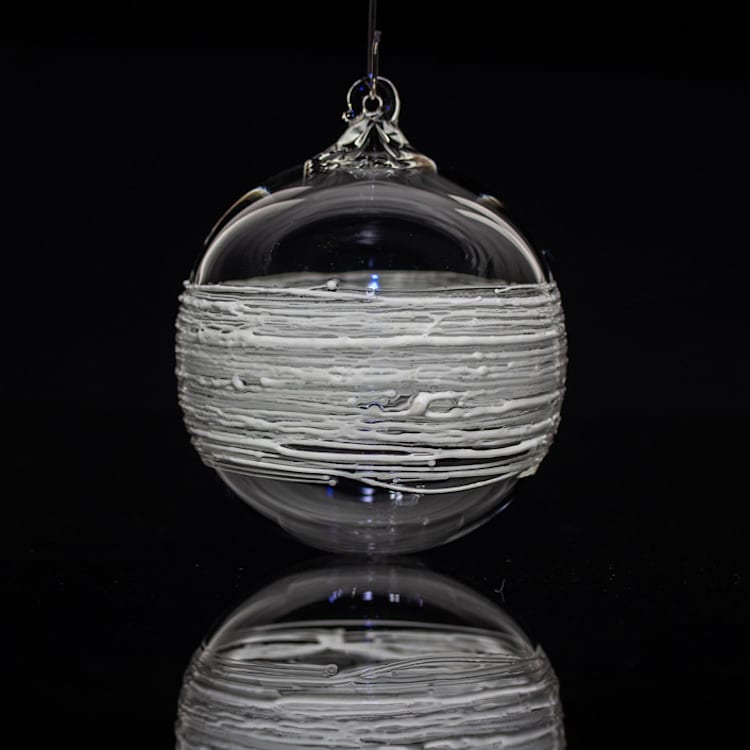 "White Wrapped Ornament" - Ornaments in white by Albrecht Art Glass