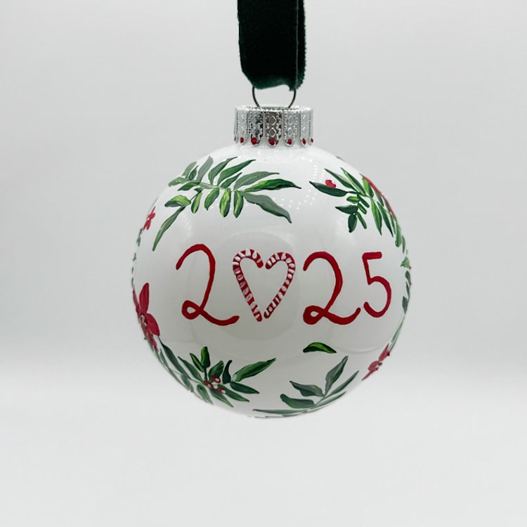 "2025 Custom Ornament" - Ornaments in white by Ashley Myers