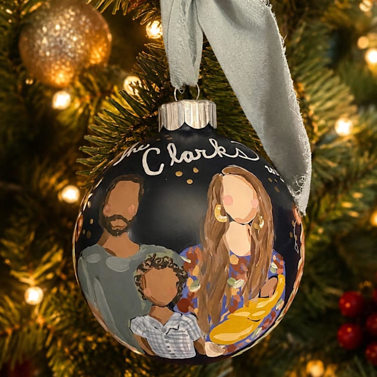 "Painted Christmas Ornament Family of 5" - Ornaments in blue by Hannah Laine Creates