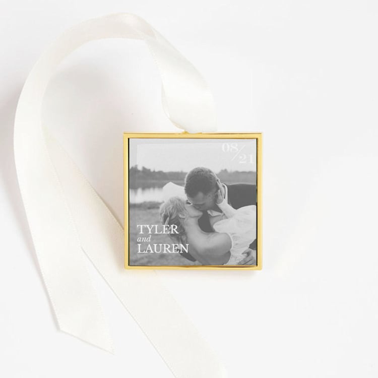 "Custom Square Ornament Modern Gold" - Ornaments in gold by Kimbra Designs