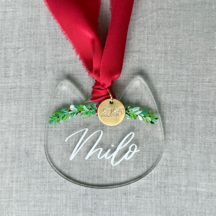 "Cat Custom Christmas Ornament" - Ornaments in clear by Orchid Studio