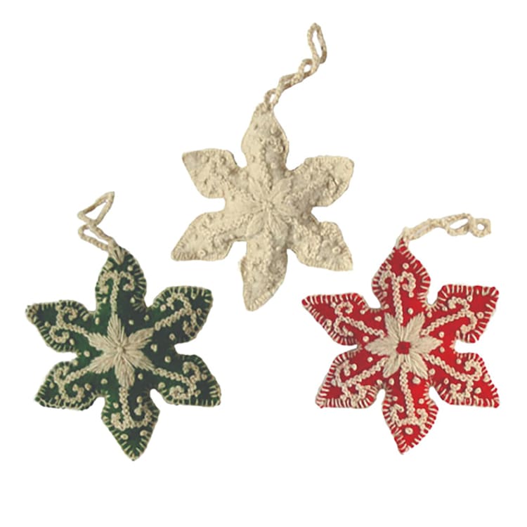 "Snowflake Ornaments, set of 3" - Ornaments in multicolor by Melange Collection