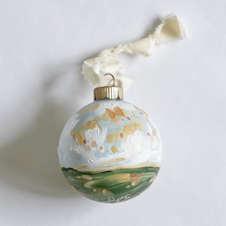 "2" Heavenly Sunset Globe Ornament - Blue" - Ornaments in blue by Kristen Laczi