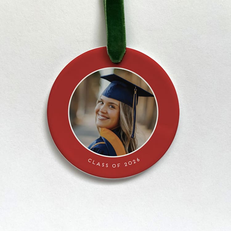 "Custom Photo Ornament - Grad Solid Border" - Ornaments in white by Holly Whitcomb