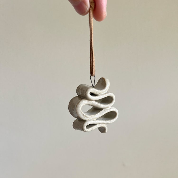 "Ceramic Squiggle Ornment" - Ornaments in white by Sidney Field