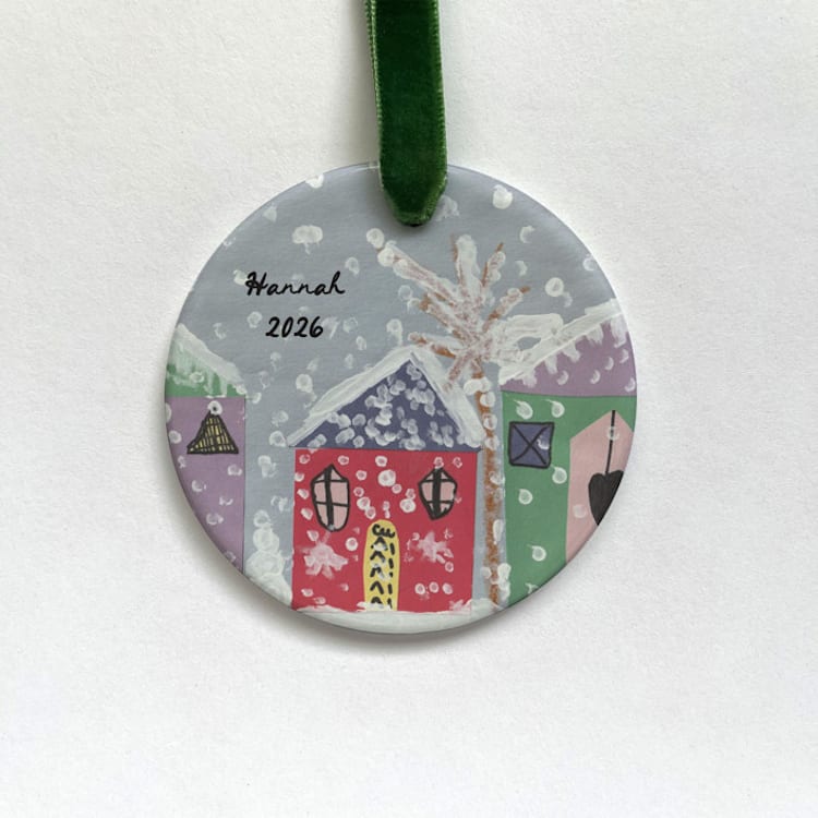 "Personalized Photo Ornament - Your child's artwork" - Ornaments in white by Holly Whitcomb