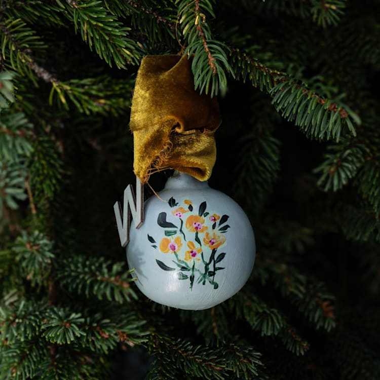 "Winter Blossoms Customized Ornament" - Ornaments in multicolor by Lottie Aldarwish