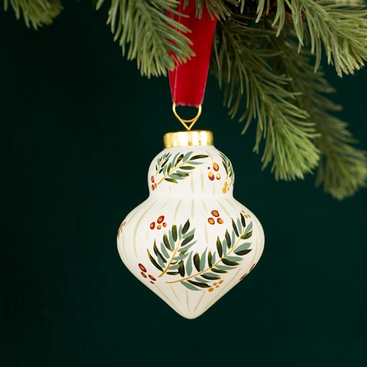 "Holiday Winter Branches and Berries-lamp shaped ornament" - Ornaments in multicolor by Sara Swanson