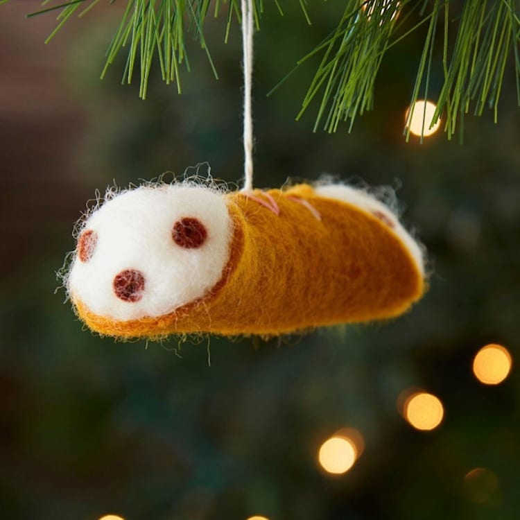 "Felt Cannoli Ornament" - Ornaments in brown by Aahlada Chennupati