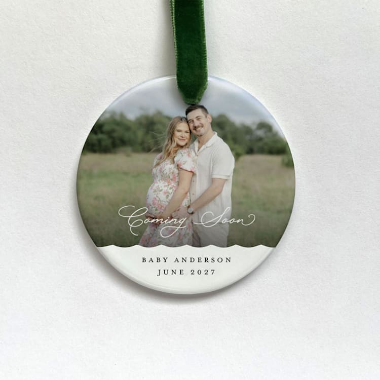 "Personalized Pregnancy Photo Ornament" - Ornaments in white by Holly Whitcomb