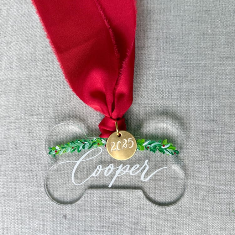 Dog Bone Custom Christmas Ornament by Maria Ferrer G.