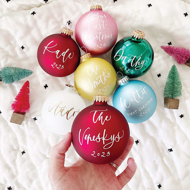 "Custom Handlettered Ornament" - Ornaments in multicolorassorted-colors by Aislinn Minardi