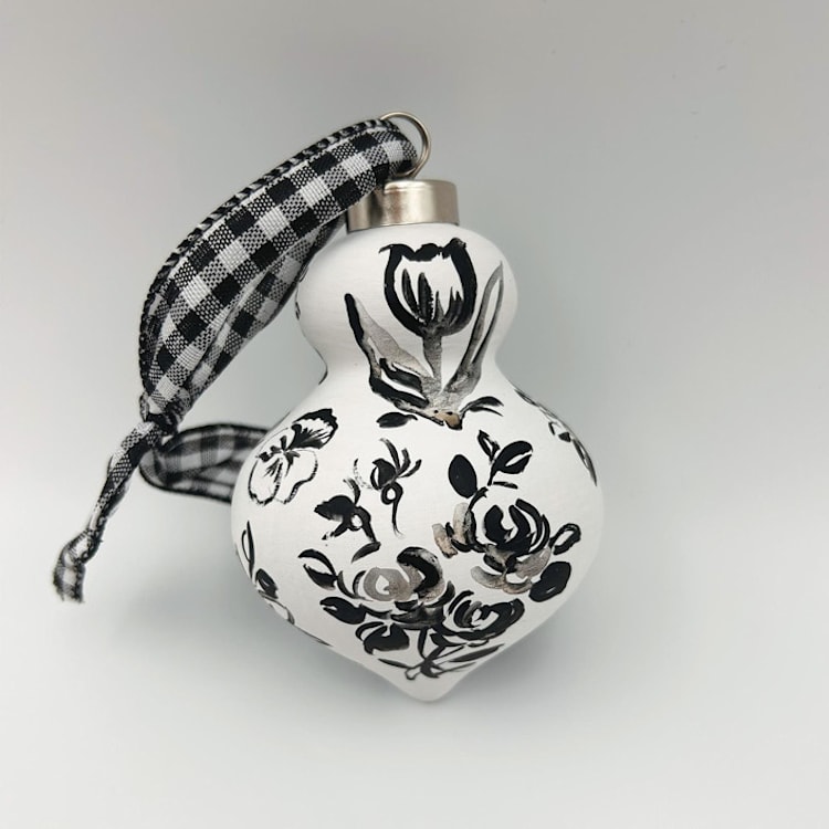 "Black Toile Retro Finial Ornament" - Ornaments in black by Sarah Hall
