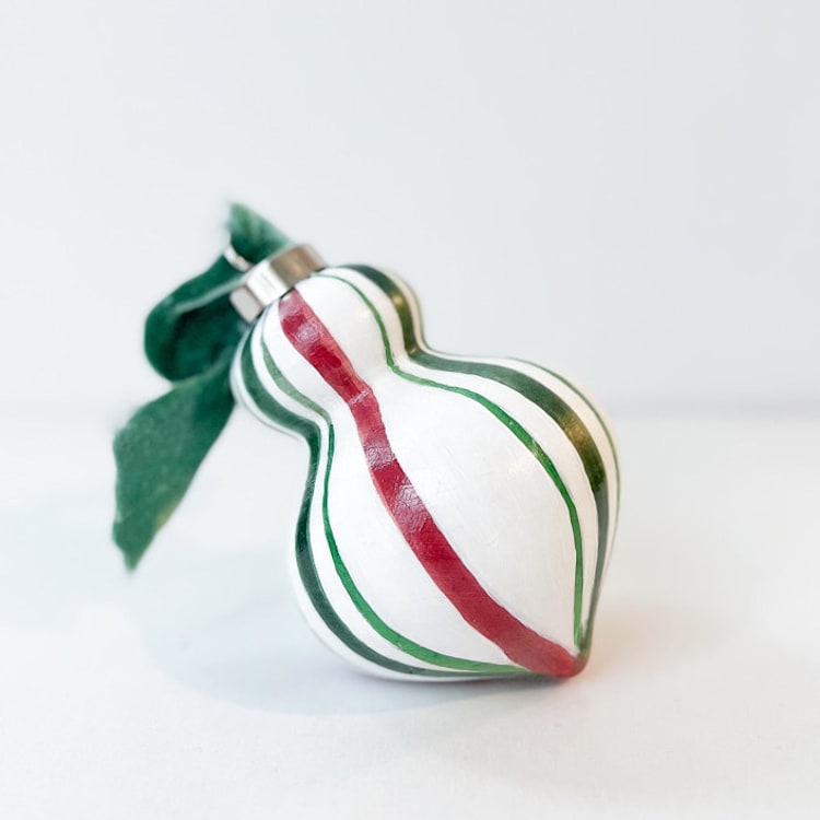 "Candy Cane Stripe Snowman Ornament" - Ornaments in green by Mary Gaspar
