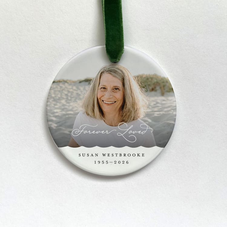 "Personalized Memorial Photo Ornament" - Ornaments in white by Holly Whitcomb