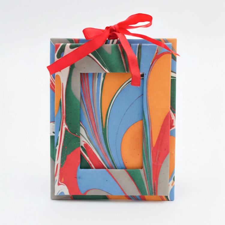 "Mini Hand-Marbled Picture Frame Ornament | Marais" - Ornaments in multicolor by Inner Child