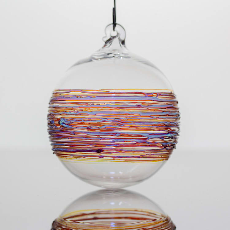 "Amber Purple Wrapped Ornament" - Ornaments in purple by Albrecht Art Glass