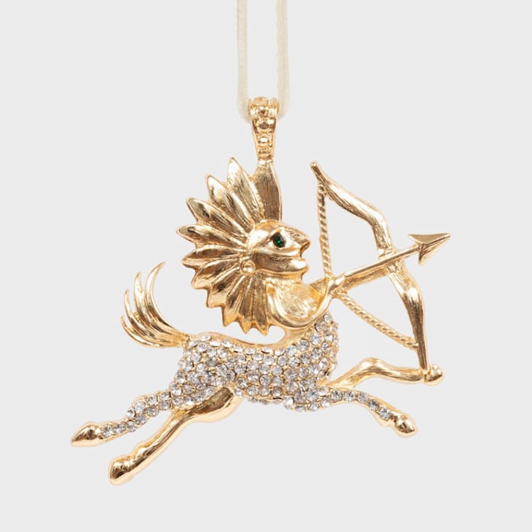 "Sagittarius hanging ornament" - Ornaments in gold by Joanna Buchanan