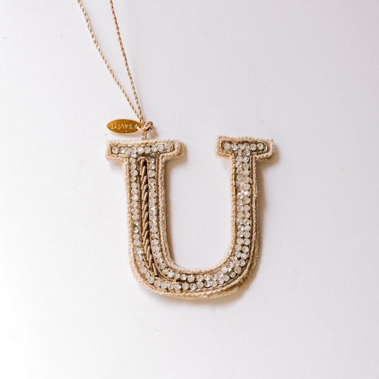 "Personalized Handmade Letter Ornament - Small U" - Ornaments in silver by Courtney Bedi