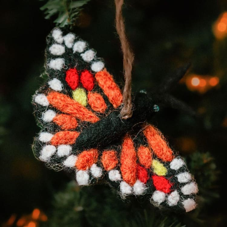 "Felt Butterfly Ornament" - Ornaments in black by Aahlada Chennupati