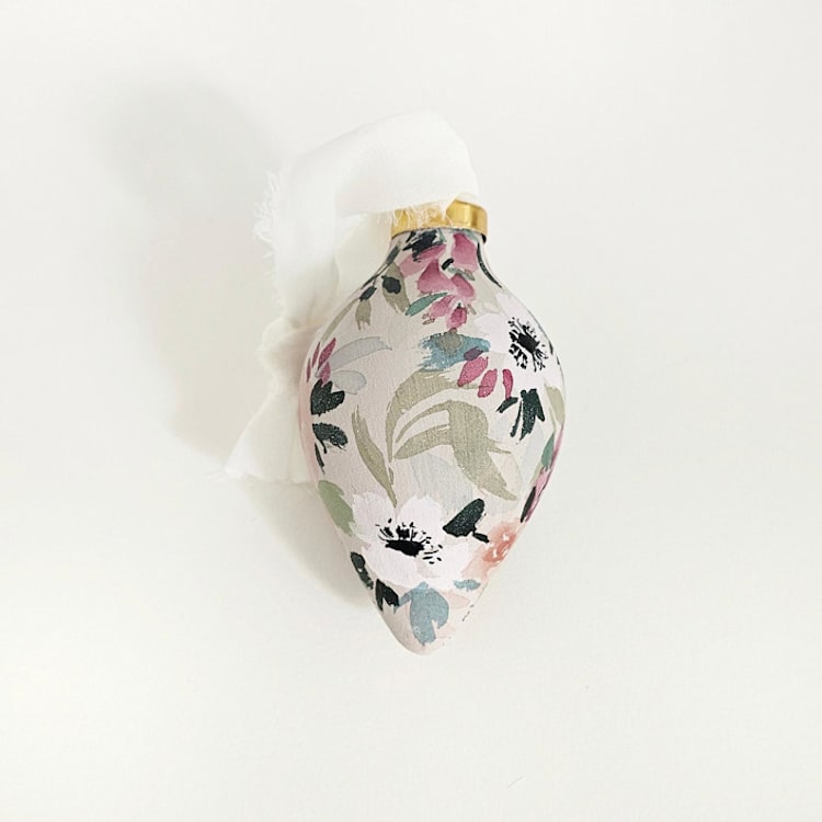 "Taupe Floral Botanical Ornament" - Ornaments in brown by Kate Nelson