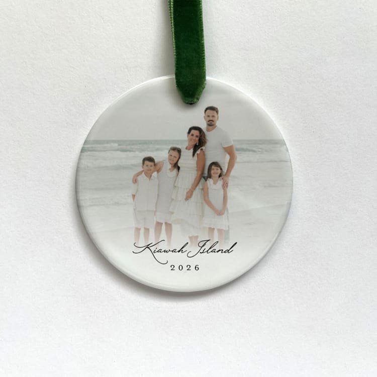 "Personalized Vacation Photo Ornament" - Ornaments in white by Holly Whitcomb