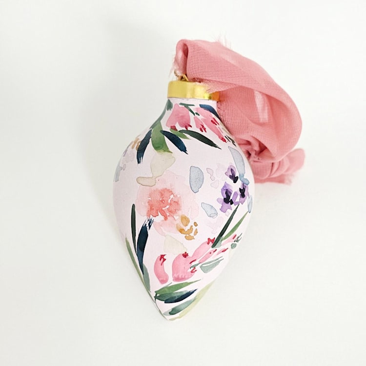 "Light Rose Pink Floral Botanical Ornament" - Ornaments in pink by Kate Nelson