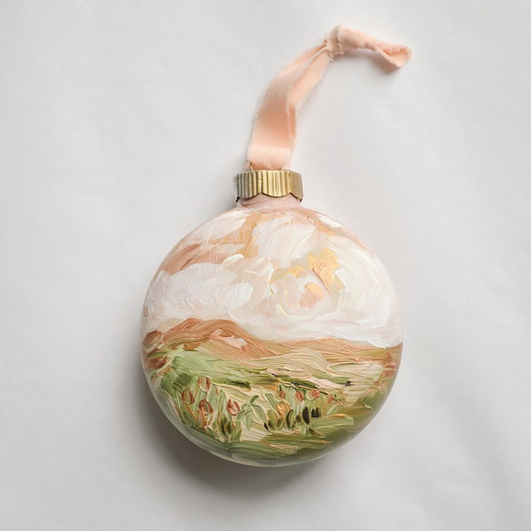 "4" Heavenly Sunset Mountain Ornament - Rose Gold" - Ornaments in gold by Kristen Laczi