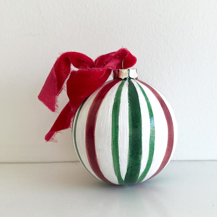 "Candy Cane Stripe Ornament" - Ornaments in red by Mary Gaspar