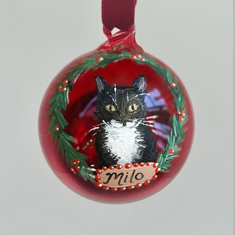 "Hand-Painted Pet Ornament" - Ornaments in multicolor by Ashley Myers